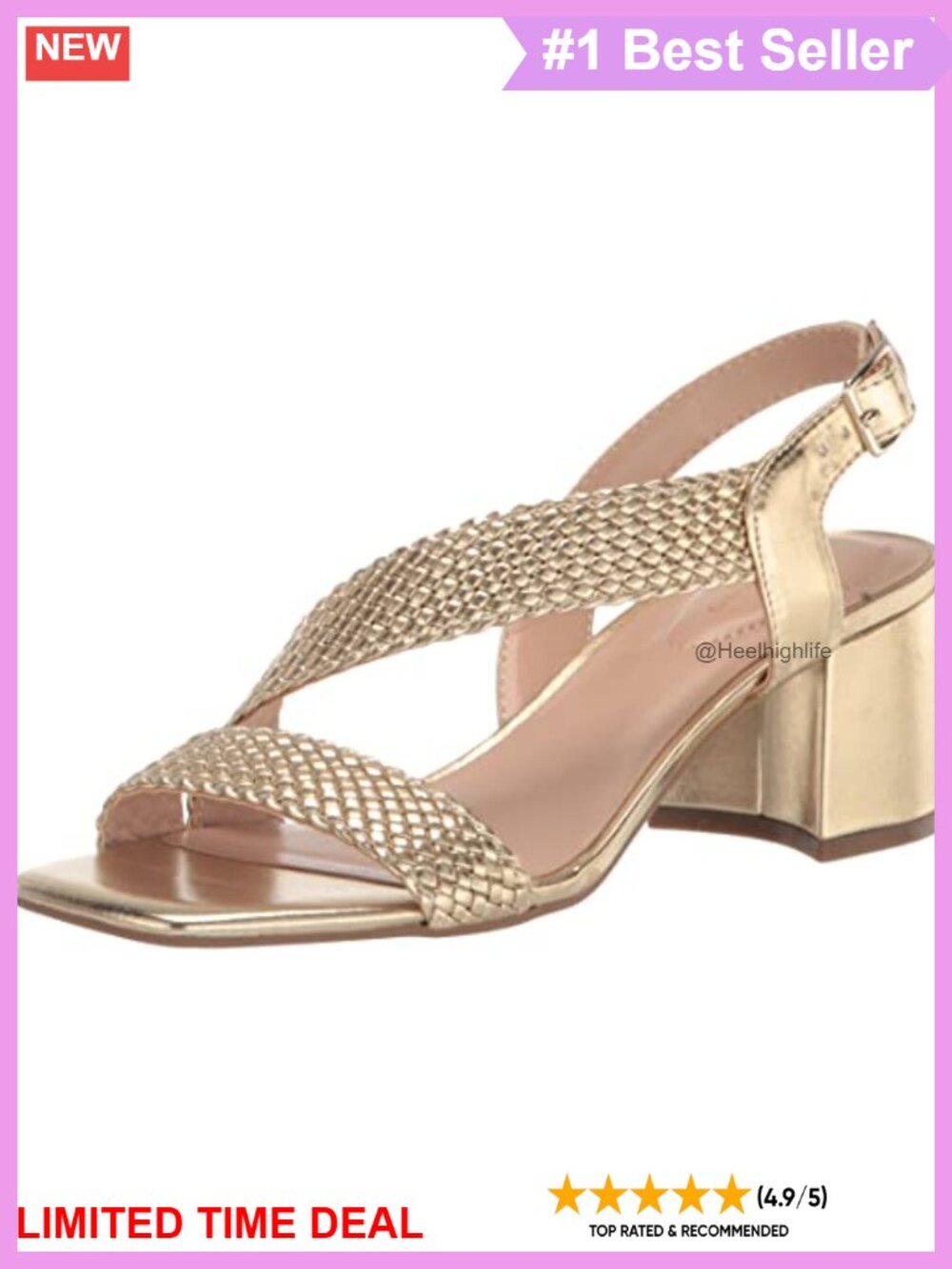 Woven Single Band Block Heel Slip On Sandals